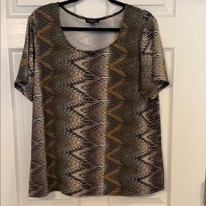 Notations Zigzag Patterned Blouse - Black and Gold EUC 1x